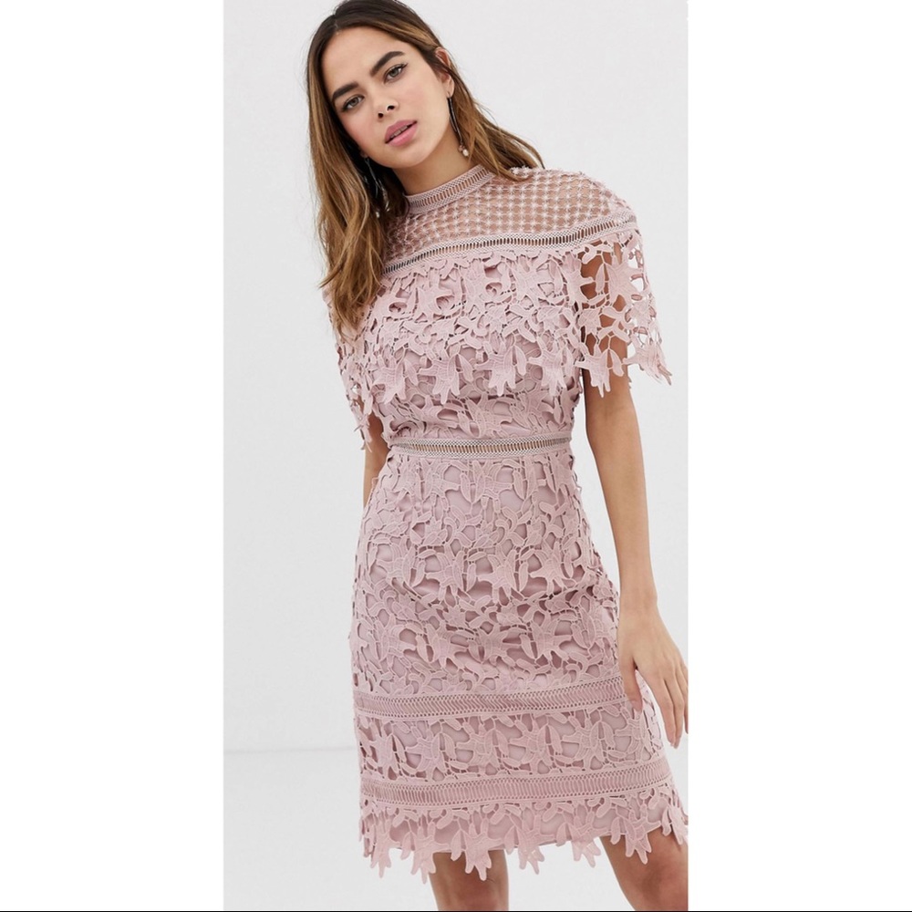 Chi Chi London high neck lace pencil midi dress